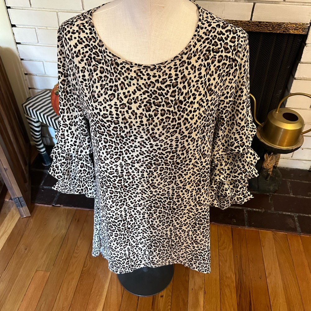 New Patrizia Luca Milano Animal Print Hi Lo Tunic Dress Size L